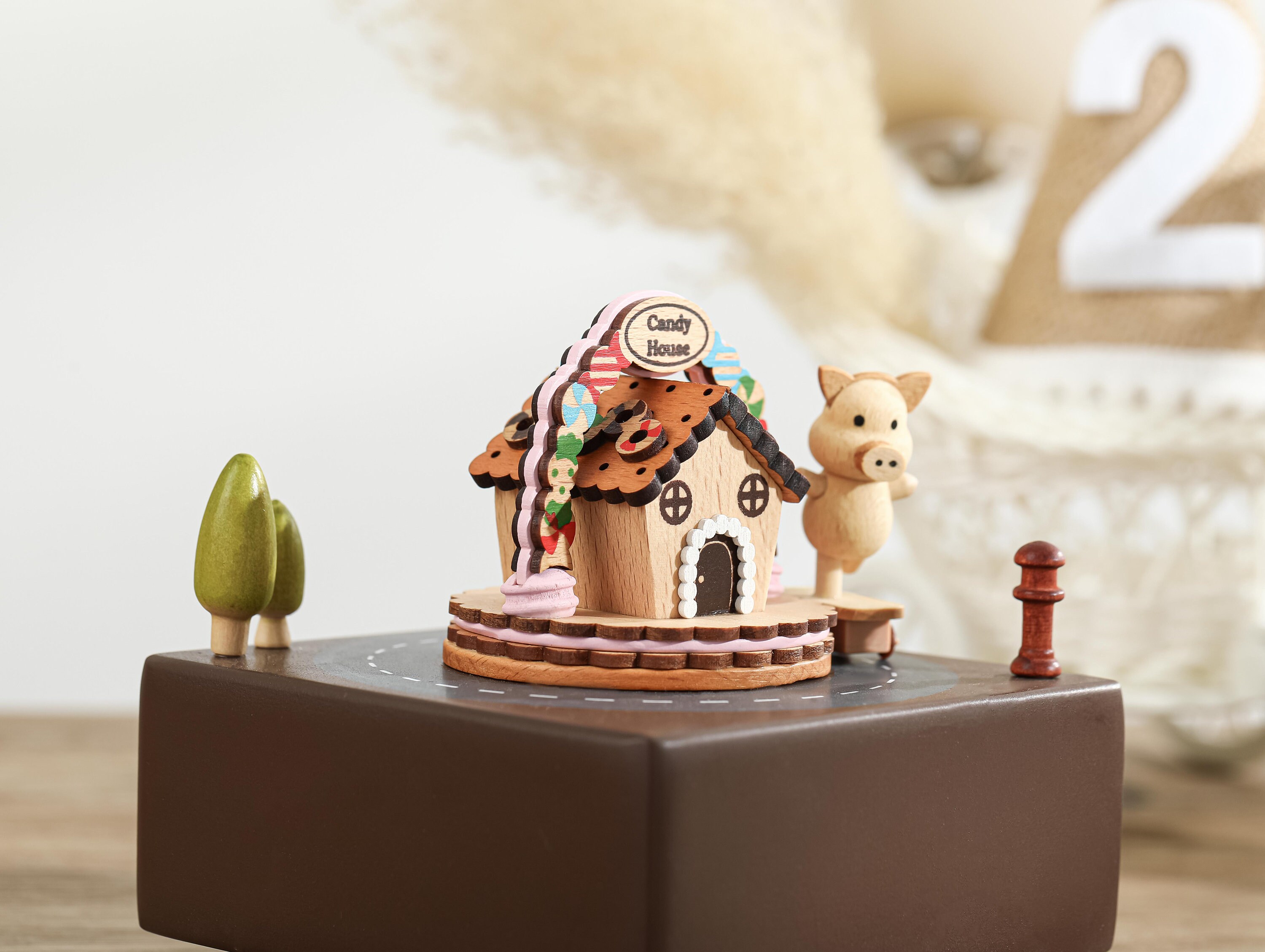 Piggy Candy House Music Box, Wooden Music Box, Custom Wooden Handmade