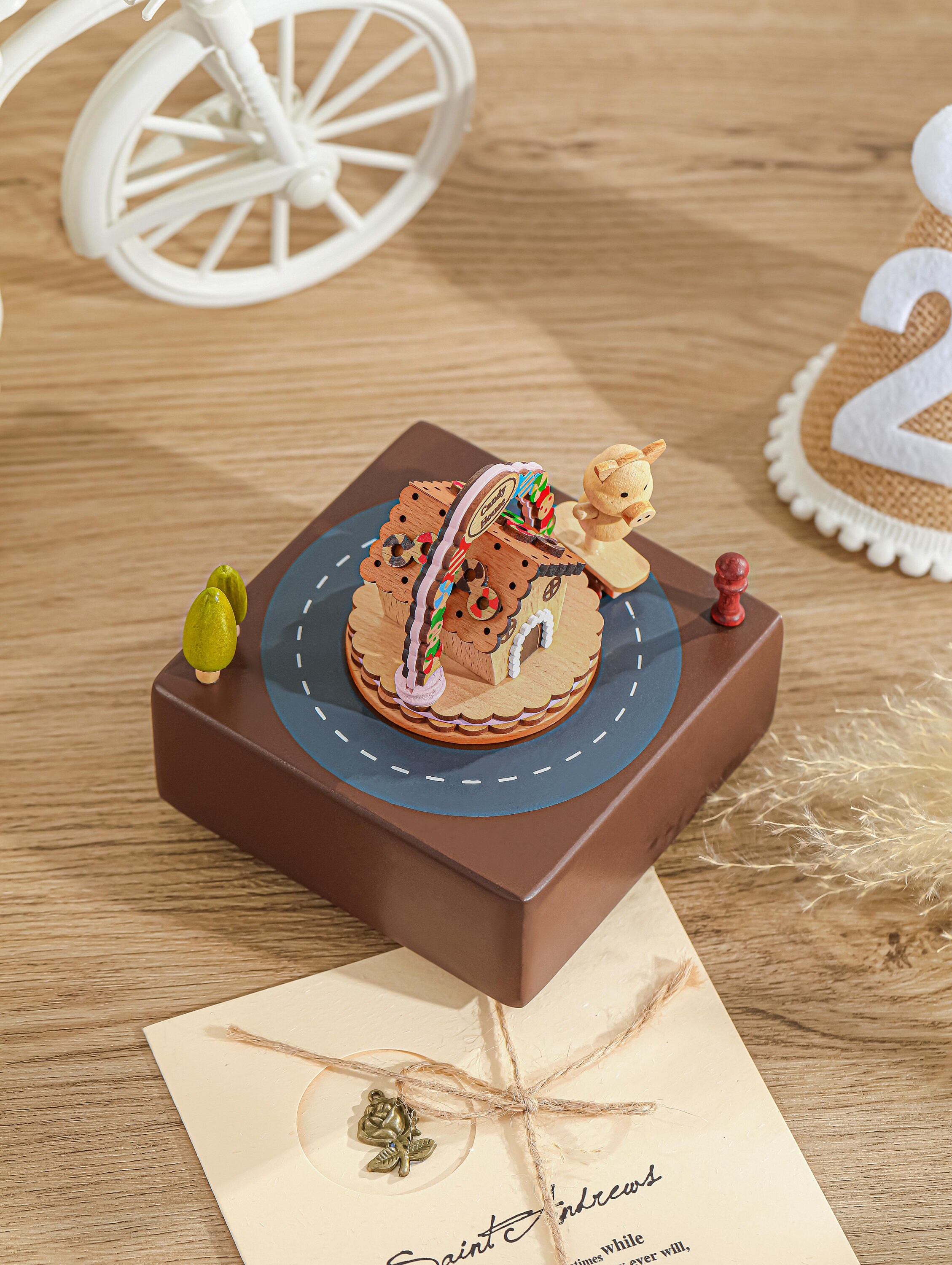 Piggy Candy House Music Box, Wooden Music Box, Custom Wooden Handmade