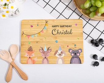 Planche à petit-déjeuner personnalisée, Planche en bois pour enfants, Cadeau de baptême, Planche à découper avec nom, Cadeaux de naissance, Premier anniversaire de bébé, Planche à goûter