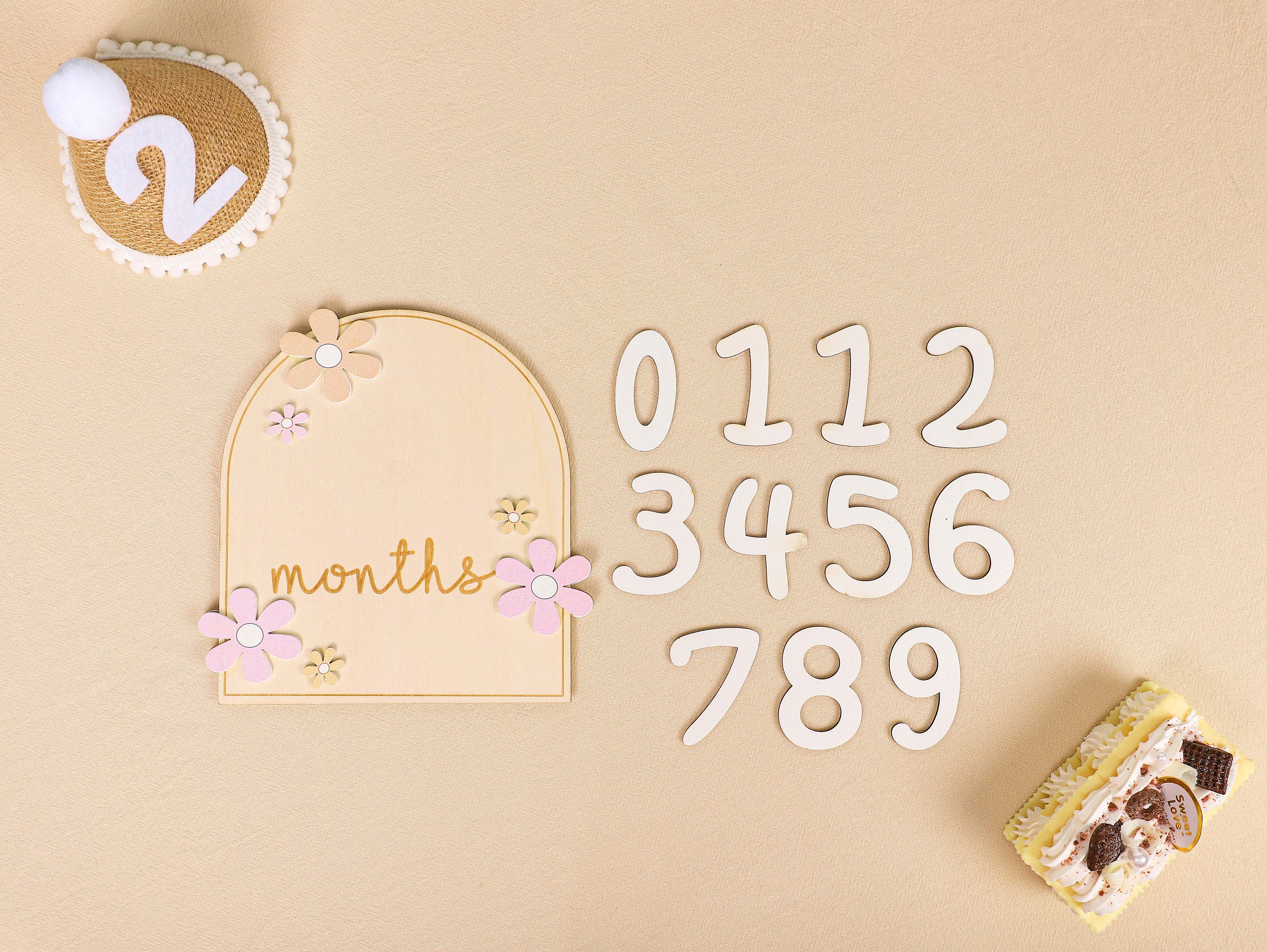 Wooden 3D Daisy Flower Monthly Milestone, Custom Name Baby Milestone ...