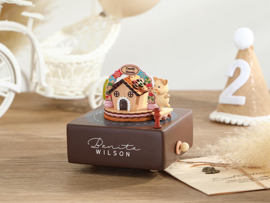 Piggy Candy House Music Box, Wooden Music Box, Custom Wooden Handmade