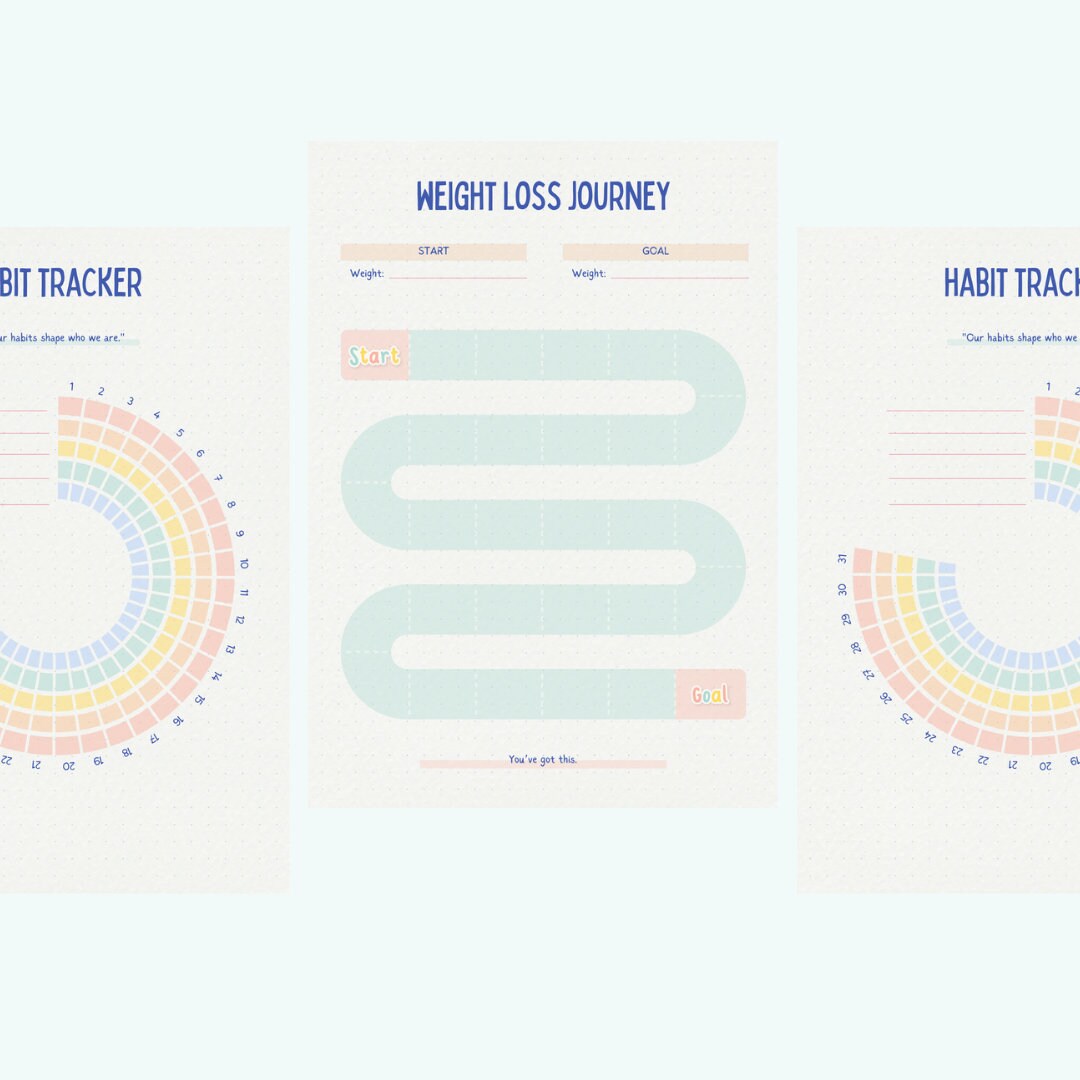 Weight Loss Tracker Printable, Habit Tracker Printable, Healthy Living