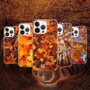 Fall foliage Phone Leaf decor Cover for Pixel 7 6A, iPhone 14 13 12 Pro 11 XR for Samsung S23 S22 A73 A53 A13