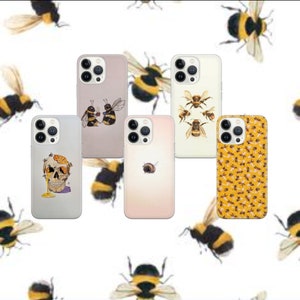 Cute Bumblebee Phone Honey bee Cover for Pixel 7 6A, iPhone 14 13 12 Pro 11 XR for Samsung S23 S22 A73 A53 A13