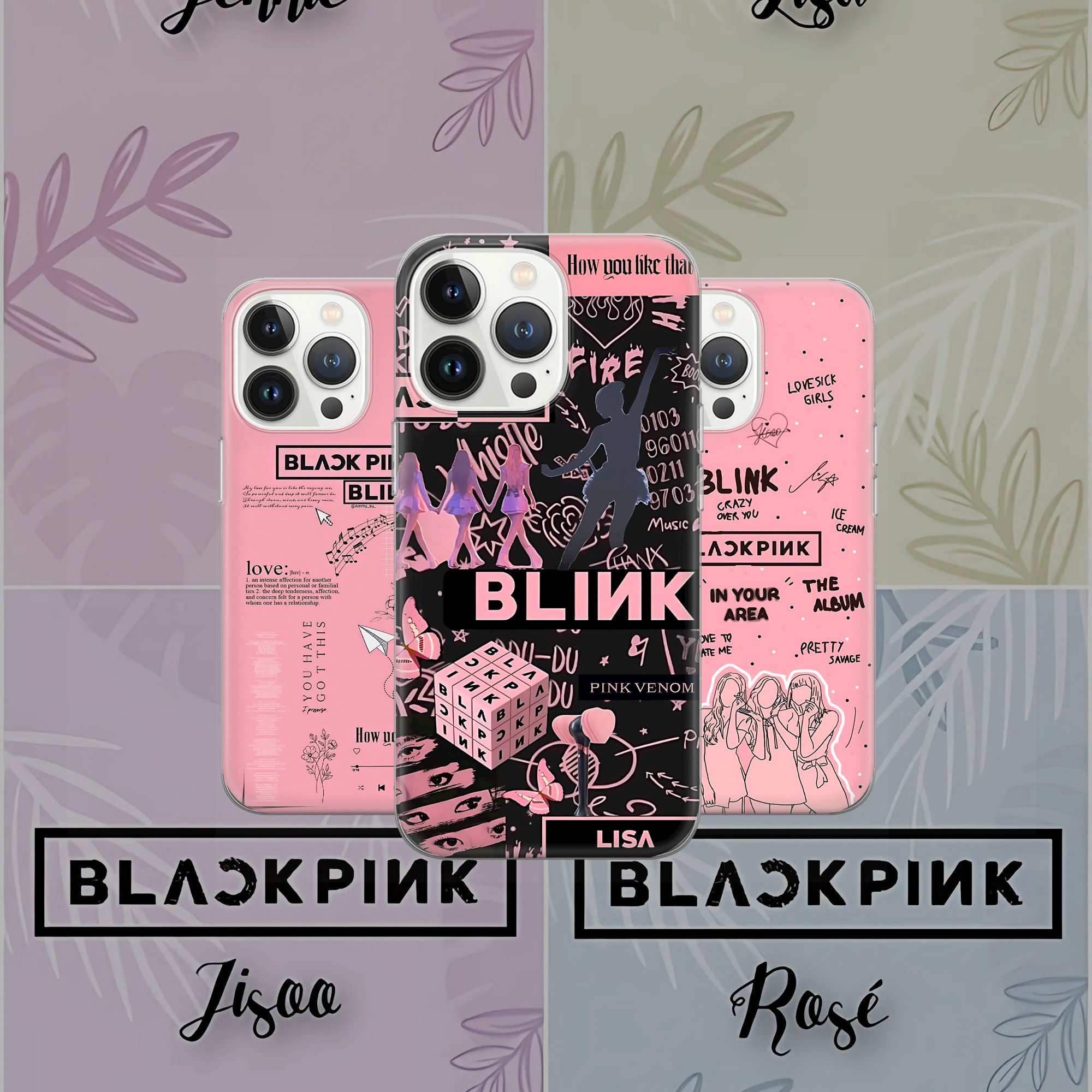 Black Pink Phone Case Blink Cover for iPhone 16, 15, 14, 13