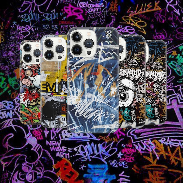 Rétro Graffiti vintage téléphone graffiti couverture pour Pixel 7 6A, iPhone 14 13 12 Pro 11 XR pour Samsung S23 S22 A73 A53 A13