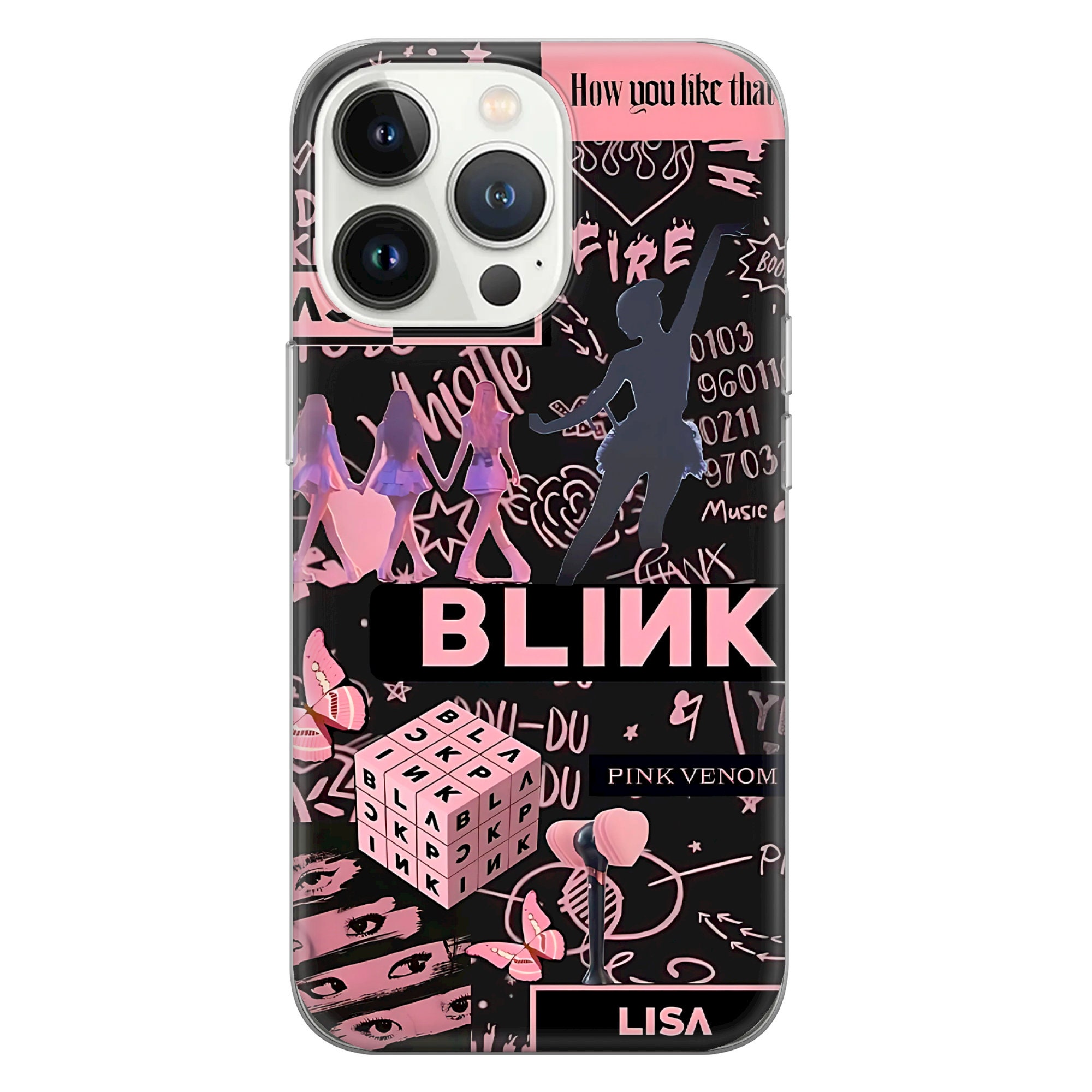 Black Pink Phone Case Blink Cover for iPhone 16, 15, 14, 13
