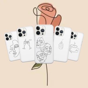 One line Phone One line art Cover for Pixel 7 6A, iPhone 14 13 12 Pro 11 XR for Samsung S23  A73 A53
