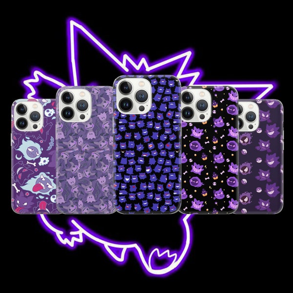 Pokemon Phone Gengar Cover for Pixel 7 6A, iPhone 14 13 12 Pro 11 XR for Samsung S23 S22 A73 A53 A13