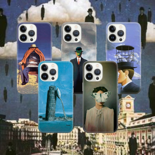 René Magritte Phone René Magritte art Cover for Pixel 7 6A, iPhone 14 13 12 Pro 11 XR for Samsung S23 S22 A73 A53 A13