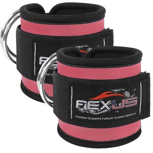 Pink Padded Neoprene Cable Ankle Straps, Gym Workout Cuffs (Pair)