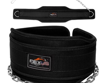 Heavy Duty Dip Belt with Chain, Neoprene Weightlifting Belt for Strength Training (600 lbs)