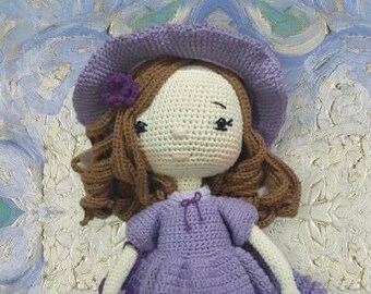 poupée , jouet , jeu , fille , enfant, coton , crochet, violet, collection