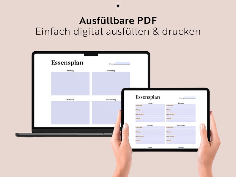 Digital meal plan to print German Instant Download Organization kitchen Menu planner family A3/A4/A5FillablePDF image 4
