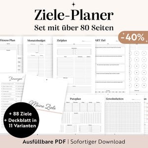 Pacchetto Goal Planner | Set con oltre 80 pagine | + 88 idee per obiettivi | PDF A3/A4/A5/compilabile | Tedesco | Routine | Vita quotidiana, salute e finanze