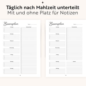 Plan posiłków + lista zakupów w formacie PDF | Format A4/A5 do wypełnienia | Menu i przygotowywanie posiłków | Język niemiecki | Do druku | Planer posiłków rodzinnych | Organizacja kuchni zdjęcie 2
