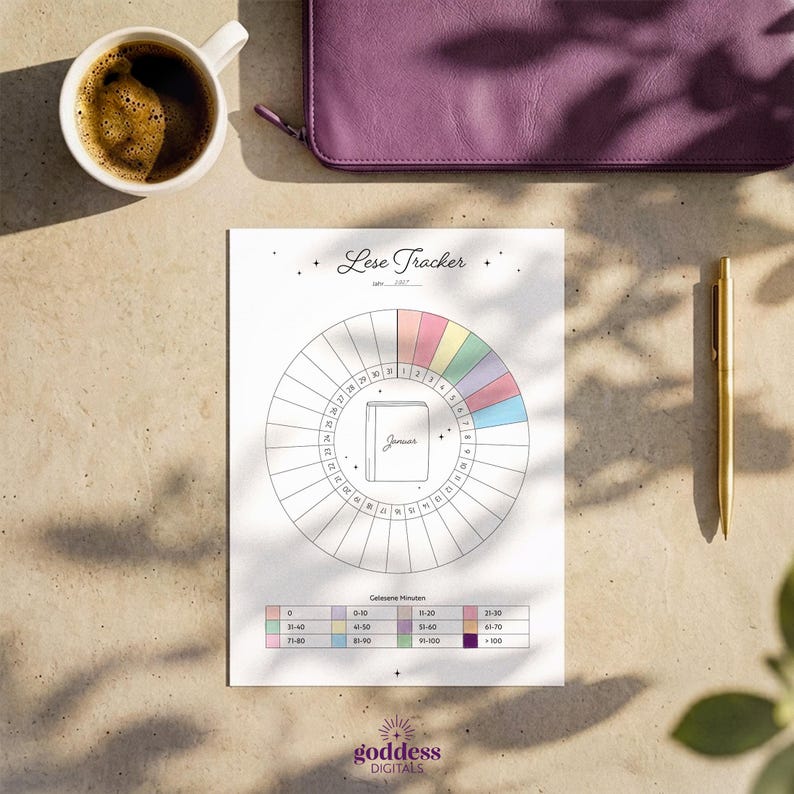 Monthly Reading Tracker in German | Printable Book Journal Diagram (A5 ...