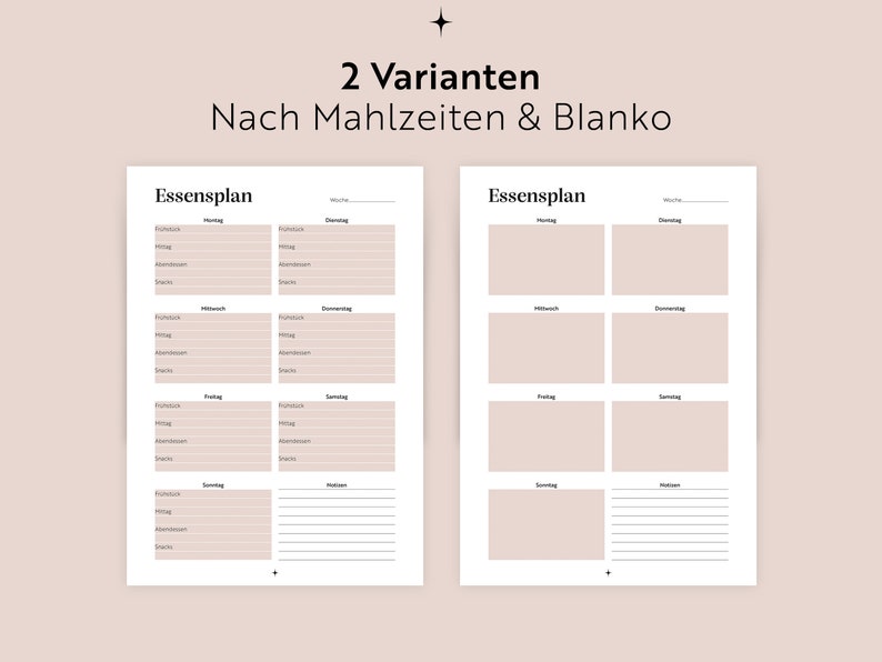 Digital meal plan to print German Instant Download Organization kitchen Menu planner family A3/A4/A5FillablePDF image 2