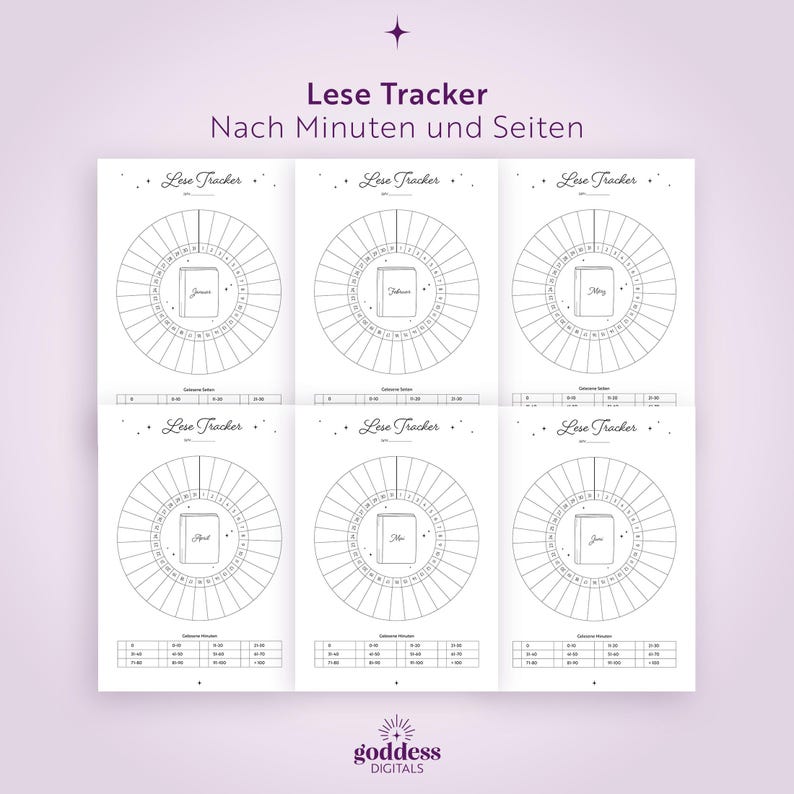 Monthly Reading Tracker in German | Printable Book Journal Diagram (A5 ...
