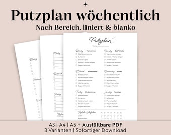 Weekly cleaning schedule | A3/A4/A5/Fillable PDF | To print | budget | Family weekly plan | Checklist | Cleaning plan shared apartment | German