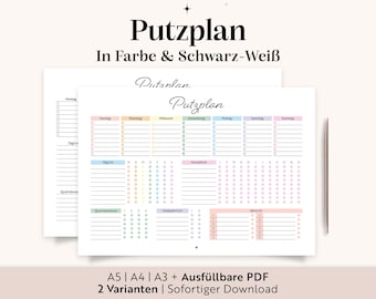 Cleaning Schedule Template | A3/A4/A5/Fillable PDF | Printable | Household Budget | Family Cleaning Schedule | Checklist | Shared Apartment Cleaning Schedule | German