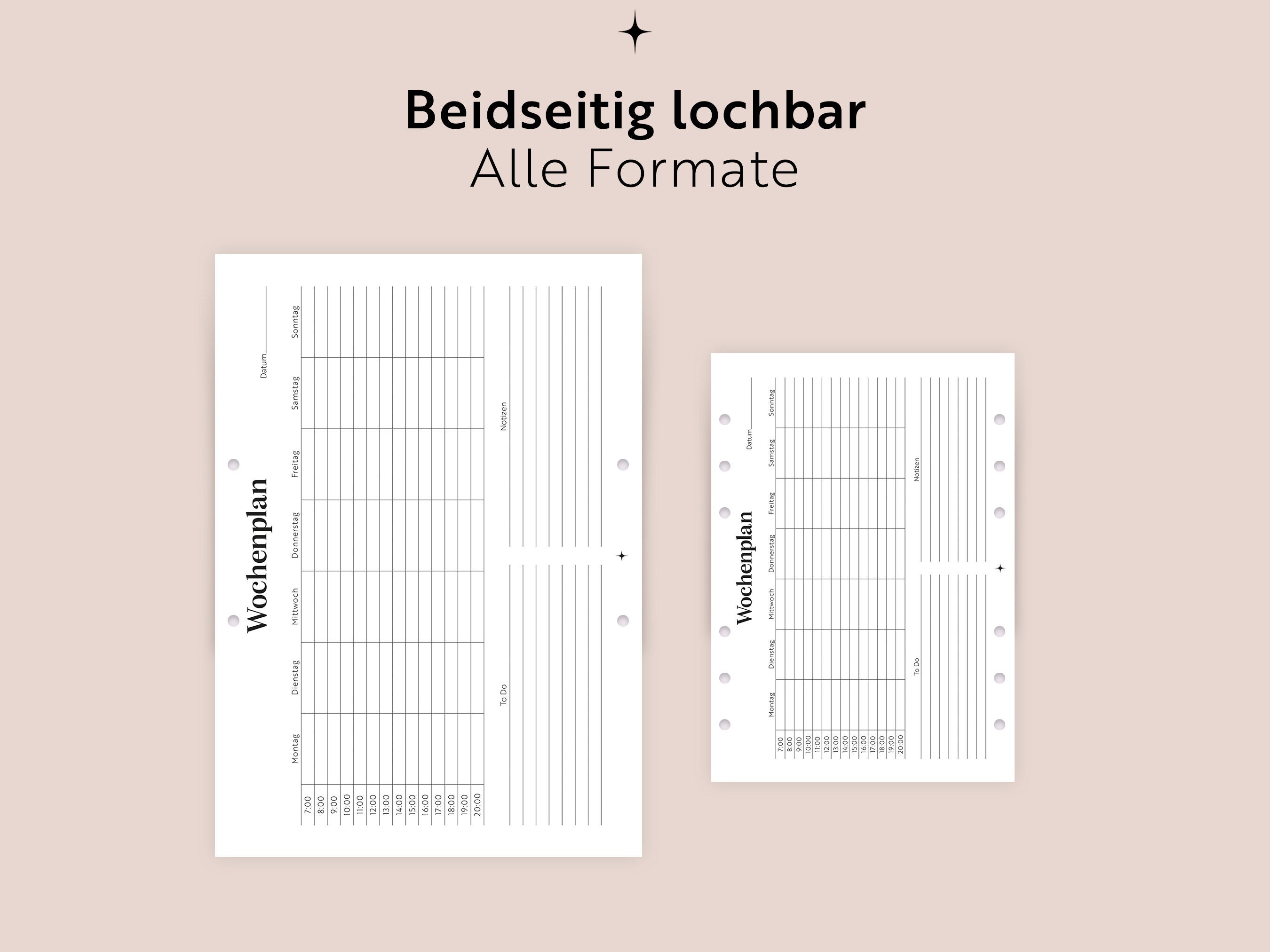 Wochenplaner zum ausdrucken | A3/A4/A5/Ausfüllbare PDF | Wochenplaner