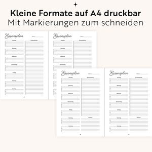 Plan posiłków + lista zakupów w formacie PDF | Format A4/A5 do wypełnienia | Menu i przygotowywanie posiłków | Język niemiecki | Do druku | Planer posiłków rodzinnych | Organizacja kuchni zdjęcie 6