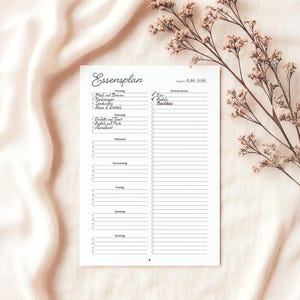 Plan posiłków + lista zakupów w formacie PDF | Format A4/A5 do wypełnienia | Menu i przygotowywanie posiłków | Język niemiecki | Do druku | Planer posiłków rodzinnych | Organizacja kuchni zdjęcie 8