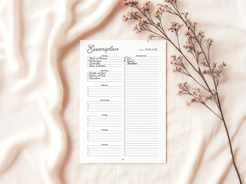 Plan posiłków + lista zakupów w formacie PDF | Format A4/A5 do wypełnienia | Menu i przygotowywanie posiłków | Język niemiecki | Do druku | Planer posiłków rodzinnych | Organizacja kuchni zdjęcie 8