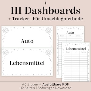 111 Dashboards & Trackers | A6 Zipper | German | To print | 111 categories | Budget A6 | Digital | Savings Tracker Cover Pages