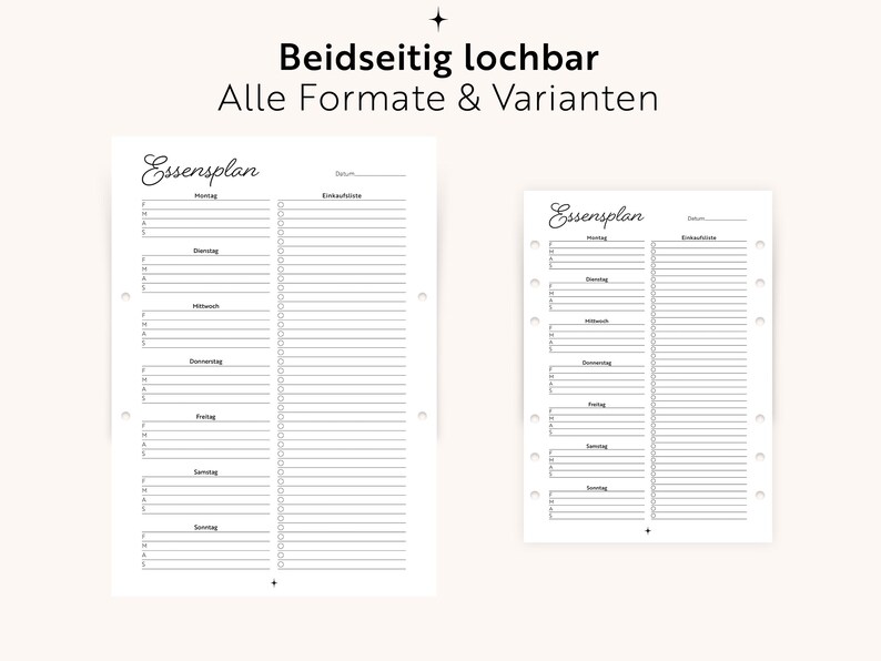 Plan posiłków + lista zakupów w formacie PDF | Format A4/A5 do wypełnienia | Menu i przygotowywanie posiłków | Język niemiecki | Do druku | Planer posiłków rodzinnych | Organizacja kuchni zdjęcie 7