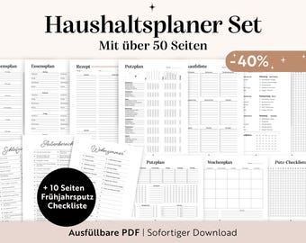 Printbaar budgetpakket (A3/A4/A5, invulbaar PDF-bestand) | Set van 50+ pagina's | Lentechecklist | Schoonmaakschema en checklist | Duits