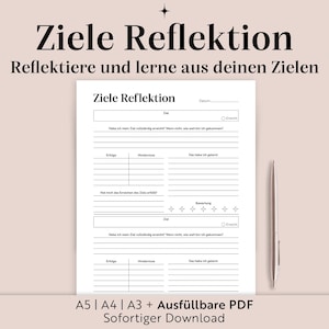 Goals Reflection | A3 A4 A5 Fillable PDF | Printable | German | Goals | Routines | Habits | Motivation