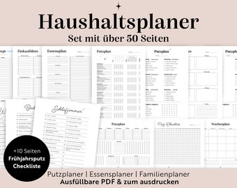 Haushaltsplan Bundle | Set mit über 50 Seiten | + Frühjahrs Checkliste | A3/A4/A5/Ausfüllbare PDF | Checkliste | Putzplan | Deutsch