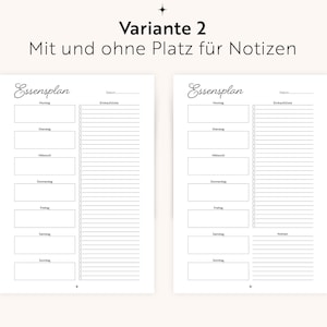 Plan posiłków + lista zakupów w formacie PDF | Format A4/A5 do wypełnienia | Menu i przygotowywanie posiłków | Język niemiecki | Do druku | Planer posiłków rodzinnych | Organizacja kuchni zdjęcie 3