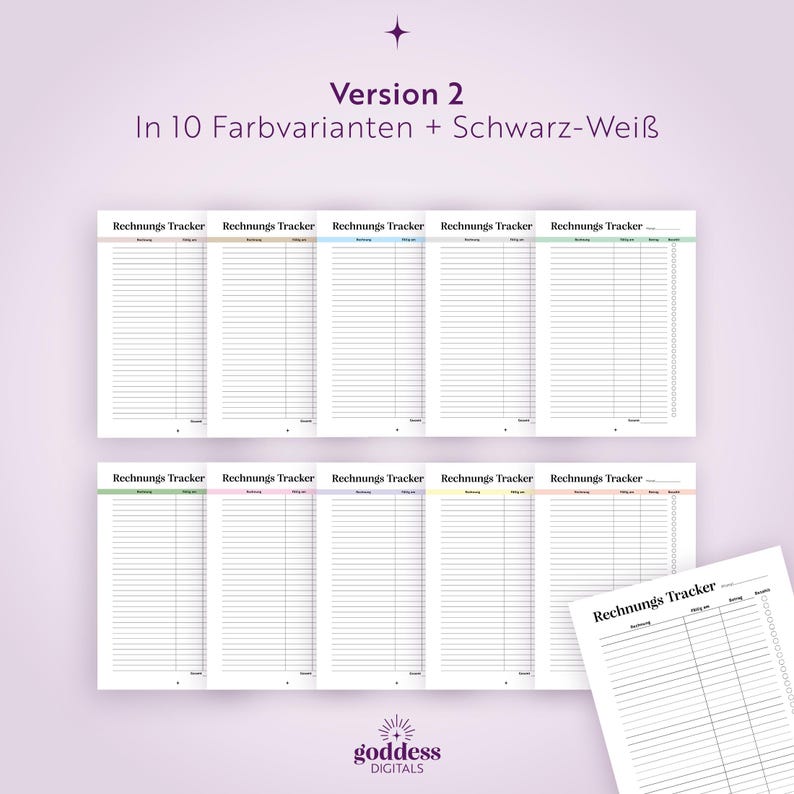 Invoice Tracker | 10 Colors & 2 Variations | A5, A4 | Fillable ...