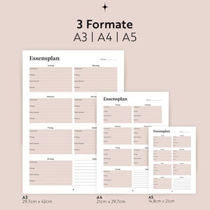 Digital meal plan to print German Instant Download Organization kitchen Menu planner family A3/A4/A5FillablePDF image 3