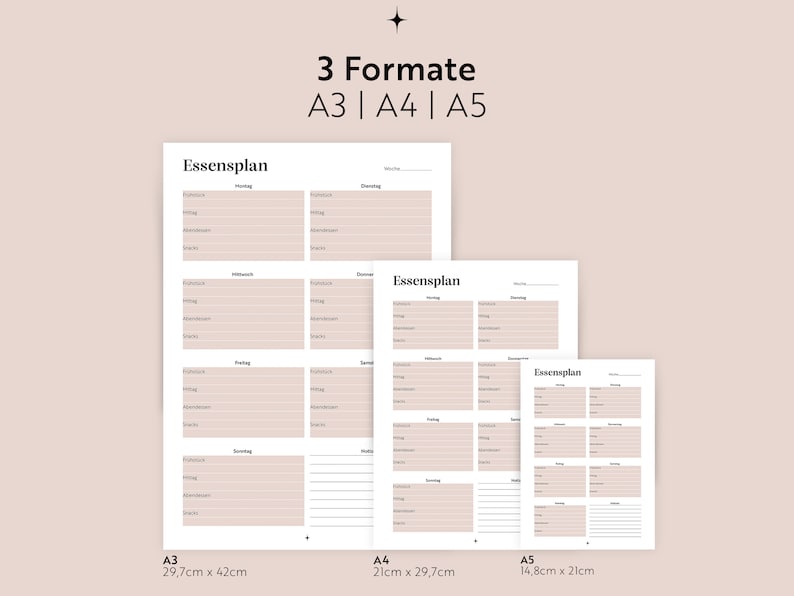 Digital meal plan to print German Instant Download Organization kitchen Menu planner family A3/A4/A5FillablePDF image 3