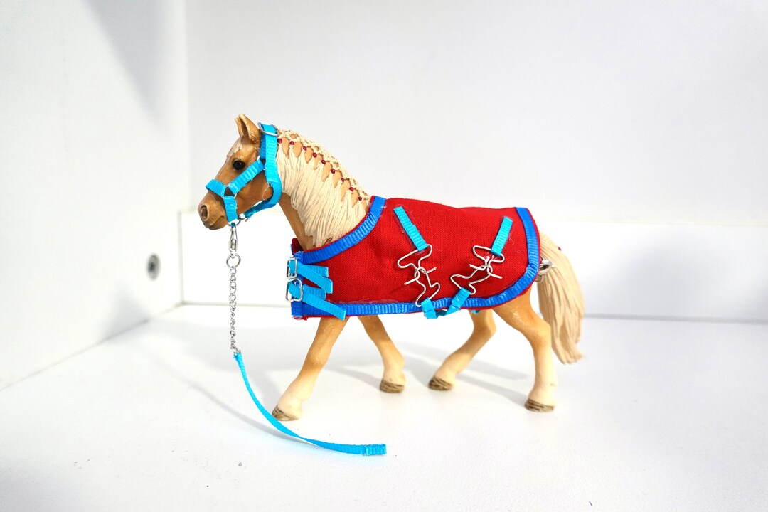 Schleich Horse Red/blue Horse Rug and Halter Etsy