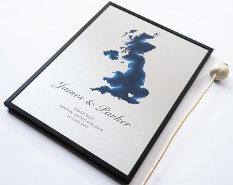 Personalized Aluminum Anniversary Map: Engraved First Met Location