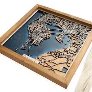 Tampa Bay Karte | Benutzerdefinierte Holzkunst | Einweihungsgeschenk