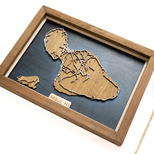 Maui Map | Hawaii Wooden Map | Maui Hawaii Wall Art