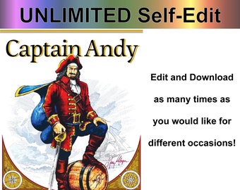 Unlimited Self-Edit Custom Captain Morgan Personalized Digital Label Canva Template Download, Print on Demand, Best Alcohol Gift