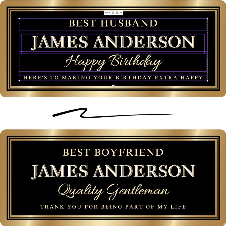 Unlimited Self-Edit Custom Johnnie Walker Black 750ml Personalized Label Canva Template Digital Download, Print on Demand, Alcohol Gift