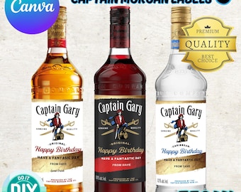 Captain Morgan Label Template Bundle: Spiced, Dark & White Rum (Digital Download)