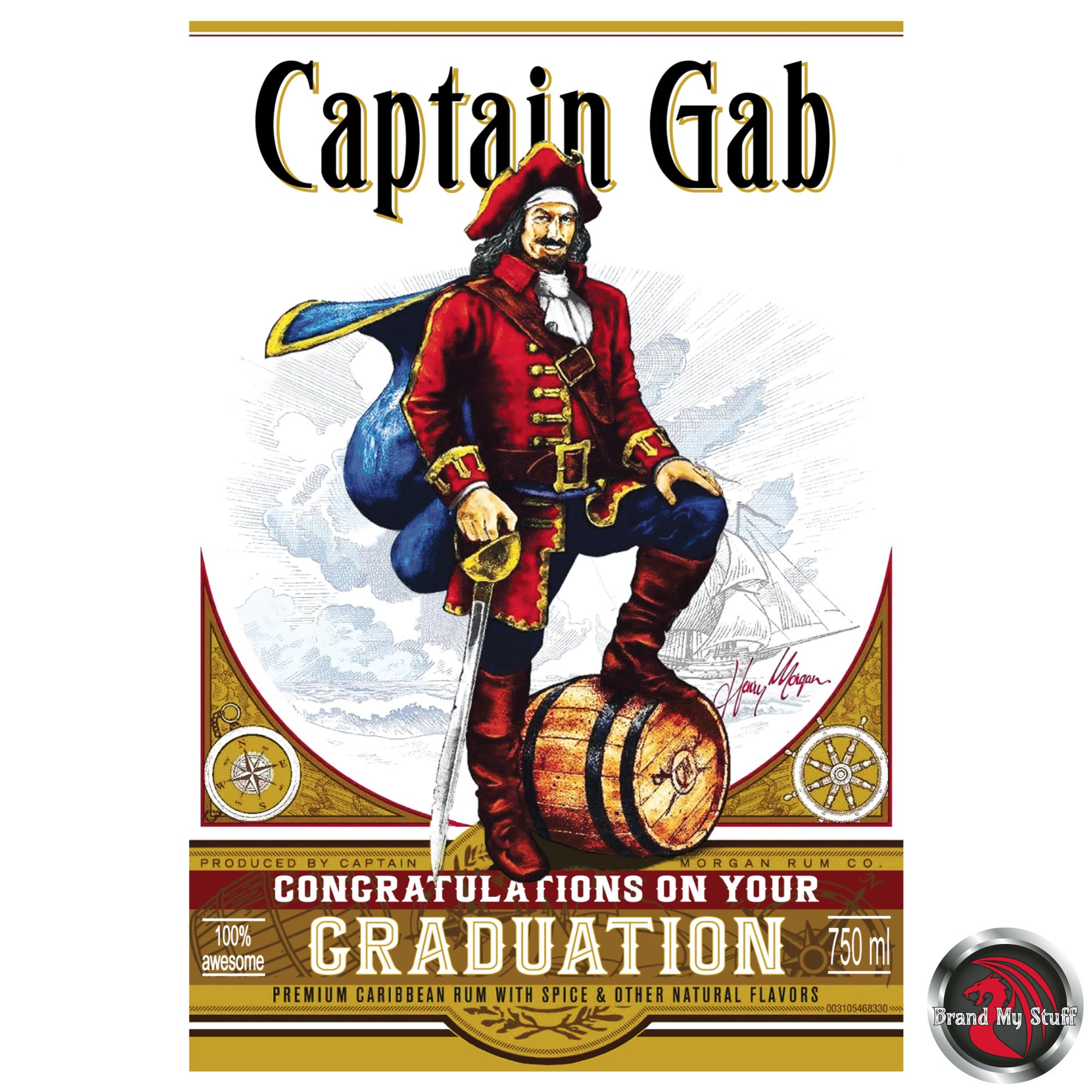 Custom Captain Morgan Spiced Rum Personalized Label 700ml or - Etsy UK
