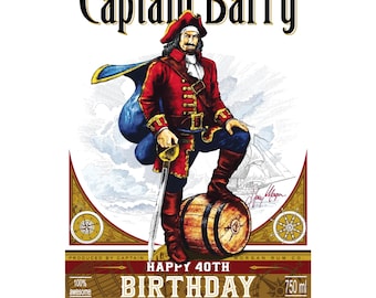 Custom Captain Morgan Spiced Rum Personalized Label - 1 litre, 750ml or 700 ml bottle - Personalized and Printable Realistic Label Download