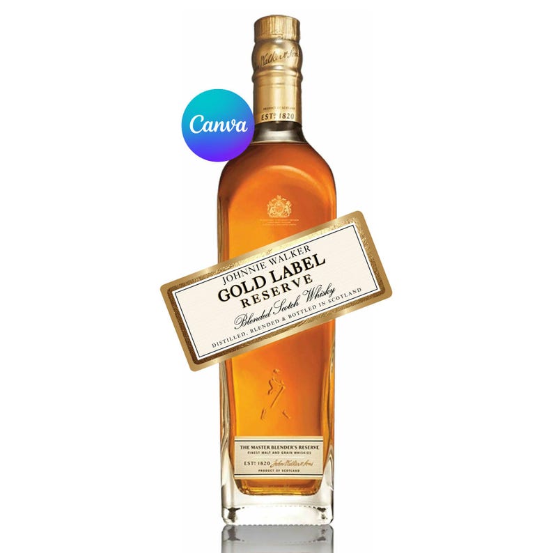 Self-Edit Custom Johnnie Walker Gold 750ml, Personalized Label, Canva Template, Digital Download, Print on Demand, Alcohol Birthday Gift