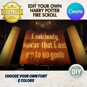 Harry Potter Animowane Urodzinowe Zaproszenie Wideo Czarownice i Czarodzieje Evite Niestandardowy Edytowalny Szablon Canva Cyfrowa Magia Ognista Mapa Zwojów
