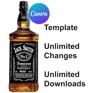 Jack Daniels Whisky-etiketcanvasjabloon (digitale download) (formaat 750 ml)